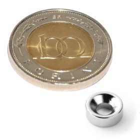 Süllyesztett furatú Neodimium gyűrű mágnes D 8xd6/3,5x3