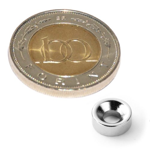 Süllyesztett furatú Neodimium gyűrű mágnes D 8xd6/3,5x3