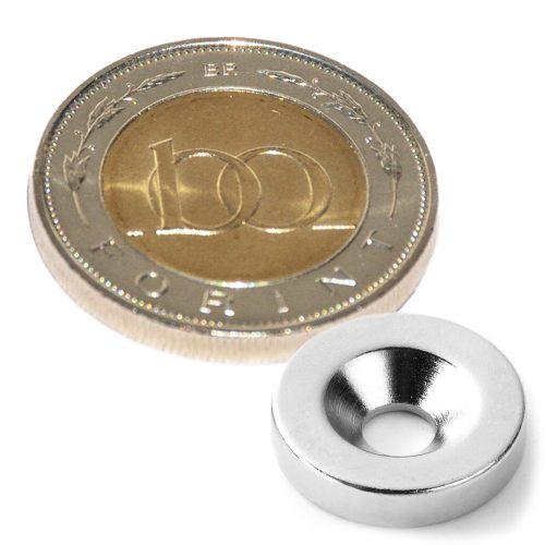 Süllyesztett furatú Neodimium gyűrű mágnes D 14xd8/4x3