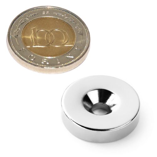 Süllyesztett furatú neodímium gyűrű mágnes D 20xd9/4,5x5