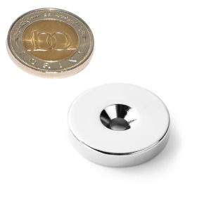   Süllyesztett furatú neodímium gyűrű mágnes D 25xd9/4,5x5
