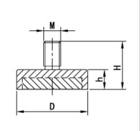 POTMAGNET neodímium D25x7 M6x10 Menetes szárral, neodimium mágnes, mágnes
